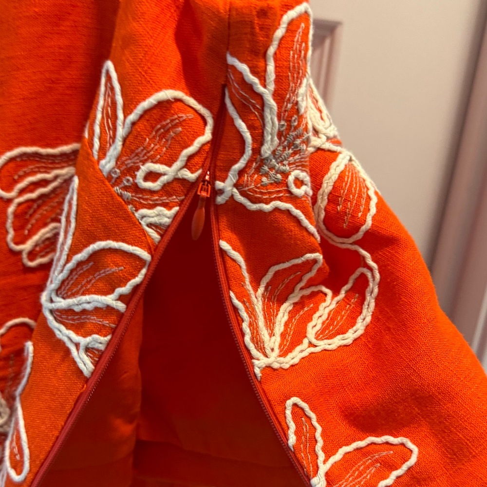 Alex Marie Bright Orange Wide-Leg Embroidered Hem Pants - Picture 9 of 13